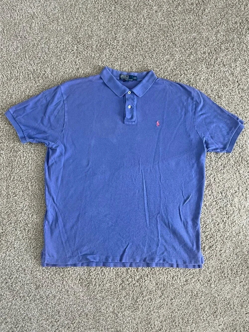 Y2K Polo Ralph Lauren Men's Large Purple Collared Short Sleeve Logo Size 2X